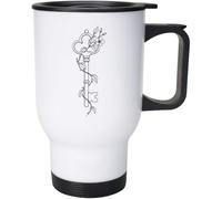 Azeeda 'Vintage Key' Travel Mug - 400ml (14oz) (MG00113241) | White Reusable Coffee Cup for Work, Commuting, Cars and Travel