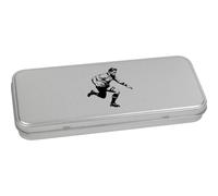 Azeeda 'Vintage Rugby Player Running ' Metal Hinged Stationery Tin/Storage Box (TT00264304)