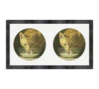 Azeeda 'Vintage Tabby Cat Drinking Milk' Pet Feeding Mat (PM00037059)