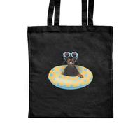 Azeeda 'Wagging Tails & Sunshine Vibes' Classic Black Tote Shopper Bag (ZB00026415)