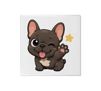 Azeeda 'Waving French Bulldog' 108mm Square Ceramic Tile (TD00044219)