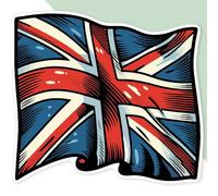 Azeeda 'Waving Union Jack Flag' White Premium Vinyl Decal Sticker - Waterproof, Durable & Easy to Apply - Ideal for Car Bumpers, Windows, Bins and More (DW00120875)