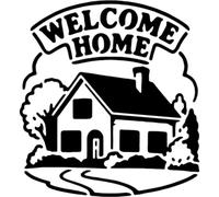Azeeda 'Welcome Home' Reusable Stencil - Durable Decorative Template for Painting and Spraying on Walls, Tiles, Wood, Fabric & Craft Projects - L (A4) (WS00063171)