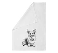 Azeeda 'Welsh Corgi Sitting' White Cotton Tea Towel/Dish Cloth (TW00073391)