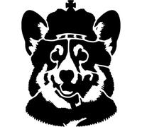 Azeeda 'Welsh Corgi Wearing Crown' Reusable Stencil - Durable Decorative Template for Painting and Spraying on Walls, Tiles, Wood, Fabric & Craft Projects - L (A4) (WS00060533)