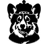 Azeeda 'Welsh Corgi Wearing Crown' Reusable Stencil - Durable Decorative Template for Painting and Spraying on Walls, Tiles, Wood, Fabric & Craft Projects - M (A5) (WS00060534)
