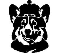 Azeeda 'Welsh Corgi Wearing Crown' Reusable Stencil - Durable Decorative Template for Painting and Spraying on Walls, Tiles, Wood, Fabric & Craft Projects - S (A6) (WS00070189)