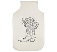 Azeeda 'Western Cowboy Boot with Flowers' Hot Water Bottle Cover (HW00047834)