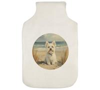 Azeeda 'Westie Dog on Beach' Hot Water Bottle Cover (HW00049735)