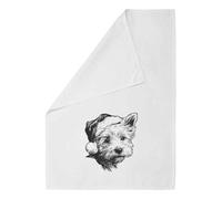 Azeeda 'Westie Dog Wearing Santa Hat' White Cotton Tea Towel/Dish Cloth (TW00075559)