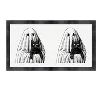 Azeeda 'Whimsical Ghost Holding Black Cat' Pet Feeding Mat (PM00037194)
