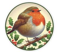 Azeeda 'Whimsical Round Robin' White Premium Vinyl Decal Sticker - Waterproof, Durable & Easy to Apply - for Car Bumpers, Windows, Bins & More - Large (210mm) (DW00147794)