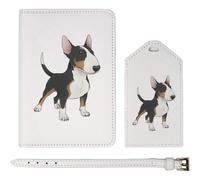 Azeeda 'White & Black Brindle Bull Terrier Dog' Passport Cover & Luggage Tag Travel Set (PA00034848)