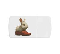 Azeeda 'White Bunny in Red Shoe' Pill Box with Tablet Splitter (PI00042133)