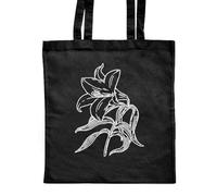 Azeeda 'White Lily Flower' Classic Black Tote Shopper Bag (ZB00022129)