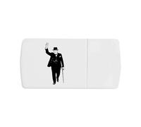 Azeeda 'Winston Churchill with Cane' Pill Box with Tablet Splitter (PI00043775)