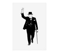 Azeeda 'Winston Churchill With Cane' Wall Art Poster Print - Unframed Artwork for Home Decor - A4 Portrait (PP00364896)