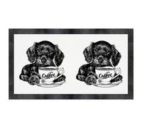 Azeeda 'Wire Dachshund & Coffee' Pet Feeding Mat (PM00040712)