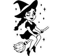Azeeda 'Witch Girl Pinup' Reusable Stencil - Durable Decorative Template for Painting and Spraying on Walls, Tiles, Wood, Fabric & Craft Projects - S (A6) (WS00070881)