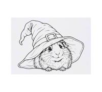 Azeeda 'Witch Guinea Pig' Temporary Tattoo - A6 (TO00110651) | Water Resistant Skin Safe Transfer for Parties, Costumes and Gifts