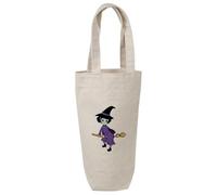 Azeeda 'Witch On A Broomstick' Cotton Wine Bottle Gift/Travel Bag (BL00044421)