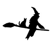 Azeeda 'Witch On A Broomstick' Reusable Stencil - Durable Decorative Template for Painting and Spraying on Walls, Tiles, Wood, Fabric & Craft Projects - S (A6) (WS00063960)