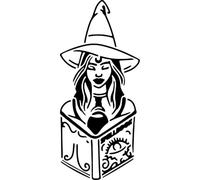 Azeeda 'Witch & Spellbook' Reusable Stencil - Durable Decorative Template for Painting and Spraying on Walls, Tiles, Wood, Fabric & Craft Projects - S (A6) (WS00071176)