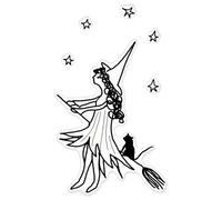 Azeeda 'Witch with her cat on a Broom Stick ' Clear Premium Vinyl Decal Stickers - Waterproof, Durable & Easy to Apply - for Car Bumpers, Windows, Bins & More - XXL (720mm) (DC00157739)