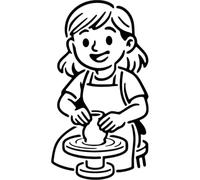 Azeeda 'Woman Using Pottery Wheel' Reusable Stencil - Durable Decorative Template for Painting and Spraying on Walls, Tiles, Wood, Fabric & Craft Projects - L (A4) (WS00062089)