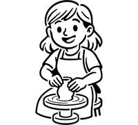 Azeeda 'Woman Using Pottery Wheel' Reusable Stencil - Durable Decorative Template for Painting and Spraying on Walls, Tiles, Wood, Fabric & Craft Projects - XXL (A2) (WS00080648)