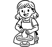 Azeeda 'Woman Using Pottery Wheel' Reusable Stencil - Durable Decorative Template for Painting and Spraying on Walls, Tiles, Wood, Fabric & Craft Projects - XL (A3) (WS00080649)