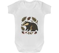 Azeeda 'Woodland Badger' Baby Grow - White, 0-3m (GR00191663)