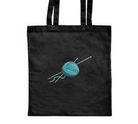 Azeeda 'Wool & Knitting Needles' Classic Black Tote Shopper Bag (ZB00018811)
