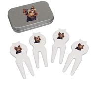 Azeeda 'Yorkshire Terrier Pixel Art' Golf Divot Tool/Repair Fork Gift Set (GO00061509)