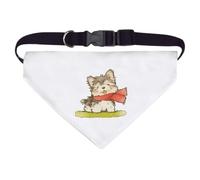 Azeeda 'Yorkshire Terrier Puppy' Pet Bandana - White, L (PD00087192) | Adjustable Dog / Cat Bandana for Walks, Photos and Parties