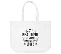 Azeeda 'You Are Beautiful Strong Worthy Loved Text' Tote Shopping Bag For Life (BG00081541)