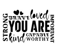 Azeeda 'You are Strong Brave Loved Motivational Quote' Stencil/Template (WS00058772)