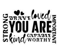 Azeeda 'You are Strong Brave Loved Motivational Quote' Stencil/Template (WS00069526)