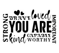 Azeeda 'You are Strong Brave Loved Motivational Quote' Stencil/Template (WS00077981)