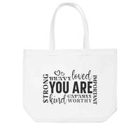 Azeeda 'You Are Strong Brave Loved Motivational Quote' Tote Shopping Bag For Life (BG00081539)