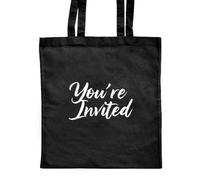 Azeeda 'You're Invited' Classic Black Tote Shopper Bag (ZB00024251)