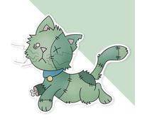 Azeeda 'Zombie Cat' Premium Vinyl Decal Sticker - Waterproof, Durable & Easy to Apply - Ideal for Cars, Windows, Bins and More - 720mm (XXL) (DW00158509)