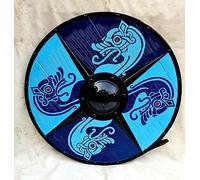 Azeem Mart Medieval Blue Dragon Round shield with Dragon face | Medieval Eivor Valhalla Shield Replica for Cosplay