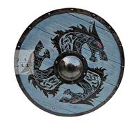Azeem Mart Warrior of Fenrir Viking shield | Authentic Battleworn Norse Viking Wolf Wooden Shield | Viking Valhalla Shield for Cosplay (Grey)