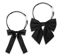 Azefnuhk 2Pcs Adjustable Black Bow Ties Teen Girls School-Fit Bowties Convenient Office Pre-tied Bowties for Women/Teen Girls' School Uniforms, Graduation, Office, Casual Wear, Matching Shirts