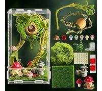 Azefun Jumping Spider Enclosure Kit,Small Reptile Terratium Glass House Accessories Set,Transparent Acrylic Insect Habitat,Snail Cage,Reptile Tank,Bug Habitat 4.33"*4.13"*7.87"