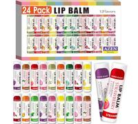 AZEN 24 Pack Lip Balm Bulk, Moisturizing Lip Balms for dry cracked lips, Valentines Gifts Easter Basket Stuffers - 12 Flavors