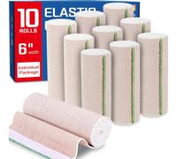 AZEN Premium 10 Pack Elastic Bandage Wrap 6" Compression Wrap Bandage for Legs, Lymphedema Wraps for Legs, Ankle, Knee, Belly