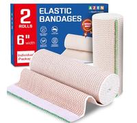 AZEN Premium 2 Pack Elastic Bandage Wrap 6 Inch Compression Wrap Bandage for Legs, Ankle, Knee, Abdomen, Body, Latex-Free, Lymphedema Wraps for Legs