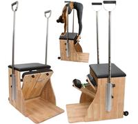 AZENCIA. - Professional Pilates Chair with Adjustable Bars - Wunda Chair Wood and Stainless Steel - Fitness Trainer, Yoga & Rehabilitation - Padded Seat, Adjustable Springs, 135 cm